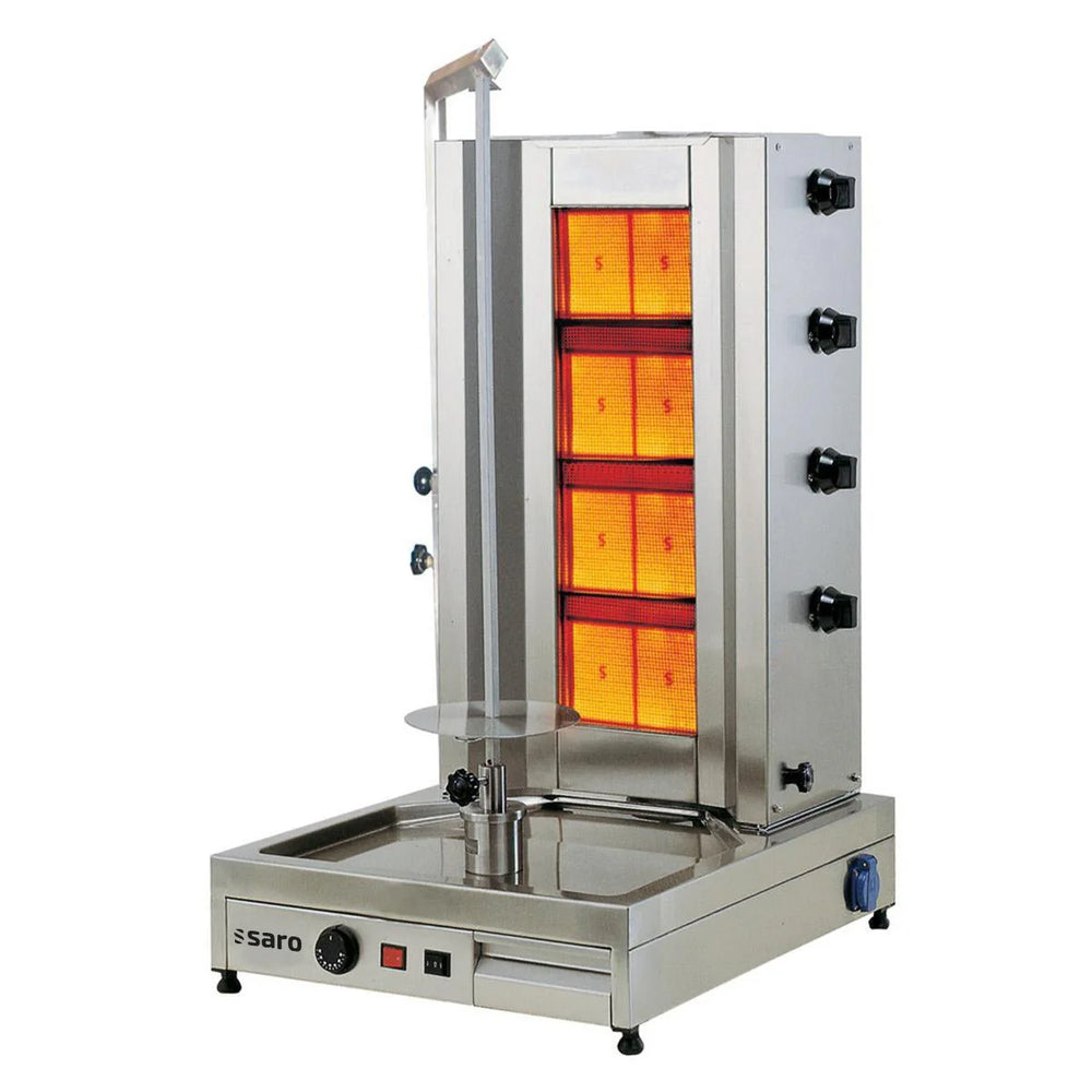 Gas-Döner-/Gyrosgrill Tilla 4 - 4 Brenner, Edelstahl, für Erdgas/Propangas, 13 kW - Saro